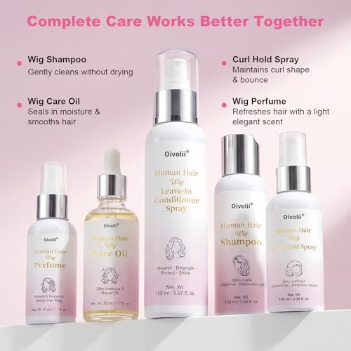 Oivolii Human Hair Wig Care Spray - Alcohol-Free Leave-In Conditioner with Argan Oil, Keratin & Silk Protein for Shine, Frizz Control & Daily Wig Maintenance (5.07 Fl Oz) Avelisse