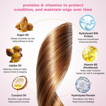 Oivolii Human Hair Wig Care Spray - Alcohol-Free Leave-In Conditioner with Argan Oil, Keratin & Silk Protein for Shine, Frizz Control & Daily Wig Maintenance (5.07 Fl Oz) Avelisse