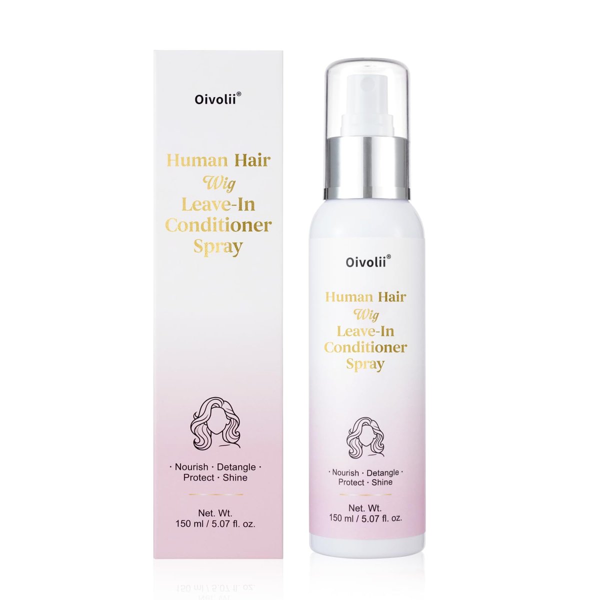 Oivolii Human Hair Wig Care Spray - Alcohol-Free Leave-In Conditioner with Argan Oil, Keratin & Silk Protein for Shine, Frizz Control & Daily Wig Maintenance (5.07 Fl Oz) Avelisse