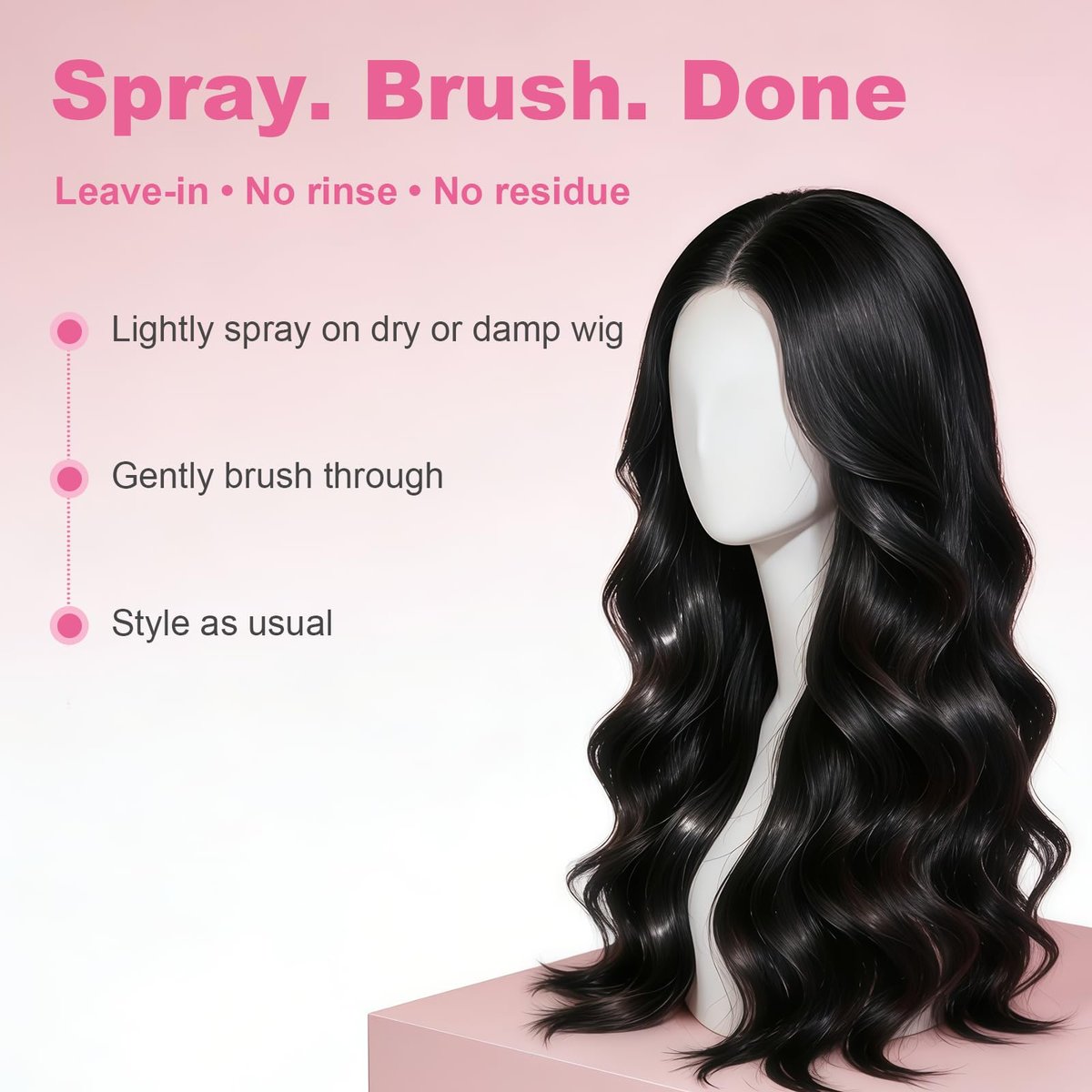 Oivolii Human Hair Wig Care Spray - Alcohol-Free Leave-In Conditioner with Argan Oil, Keratin & Silk Protein for Shine, Frizz Control & Daily Wig Maintenance (5.07 Fl Oz) Avelisse