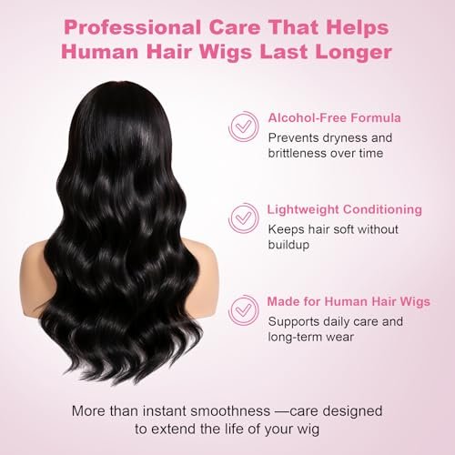 Oivolii Human Hair Wig Care Spray - Alcohol-Free Leave-In Conditioner with Argan Oil, Keratin & Silk Protein for Shine, Frizz Control & Daily Wig Maintenance (5.07 Fl Oz) Avelisse