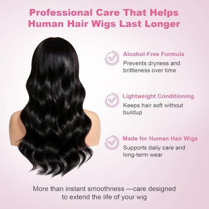Oivolii Human Hair Wig Care Spray - Alcohol-Free Leave-In Conditioner with Argan Oil, Keratin & Silk Protein for Shine, Frizz Control & Daily Wig Maintenance (5.07 Fl Oz) Avelisse