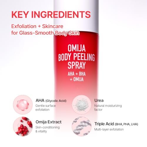 PARNELL AHA Omija Ceramic Body Peeling Spray – AHA BHA PHA Exfoliant for Keratosis Pilaris, Strawberry Legs, Dark Spots & Dead Skin – Chemical Exfoliant for Rough Skin, 4.60 fl.oz Avelisse