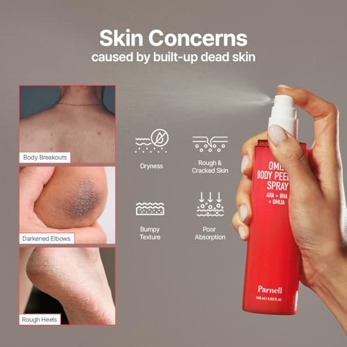 PARNELL AHA Omija Ceramic Body Peeling Spray – AHA BHA PHA Exfoliant for Keratosis Pilaris, Strawberry Legs, Dark Spots & Dead Skin – Chemical Exfoliant for Rough Skin, 4.60 fl.oz Avelisse