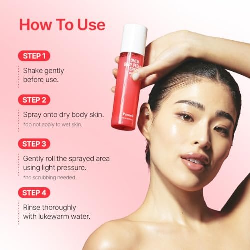 PARNELL AHA Omija Ceramic Body Peeling Spray – AHA BHA PHA Exfoliant for Keratosis Pilaris, Strawberry Legs, Dark Spots & Dead Skin – Chemical Exfoliant for Rough Skin, 4.60 fl.oz Avelisse