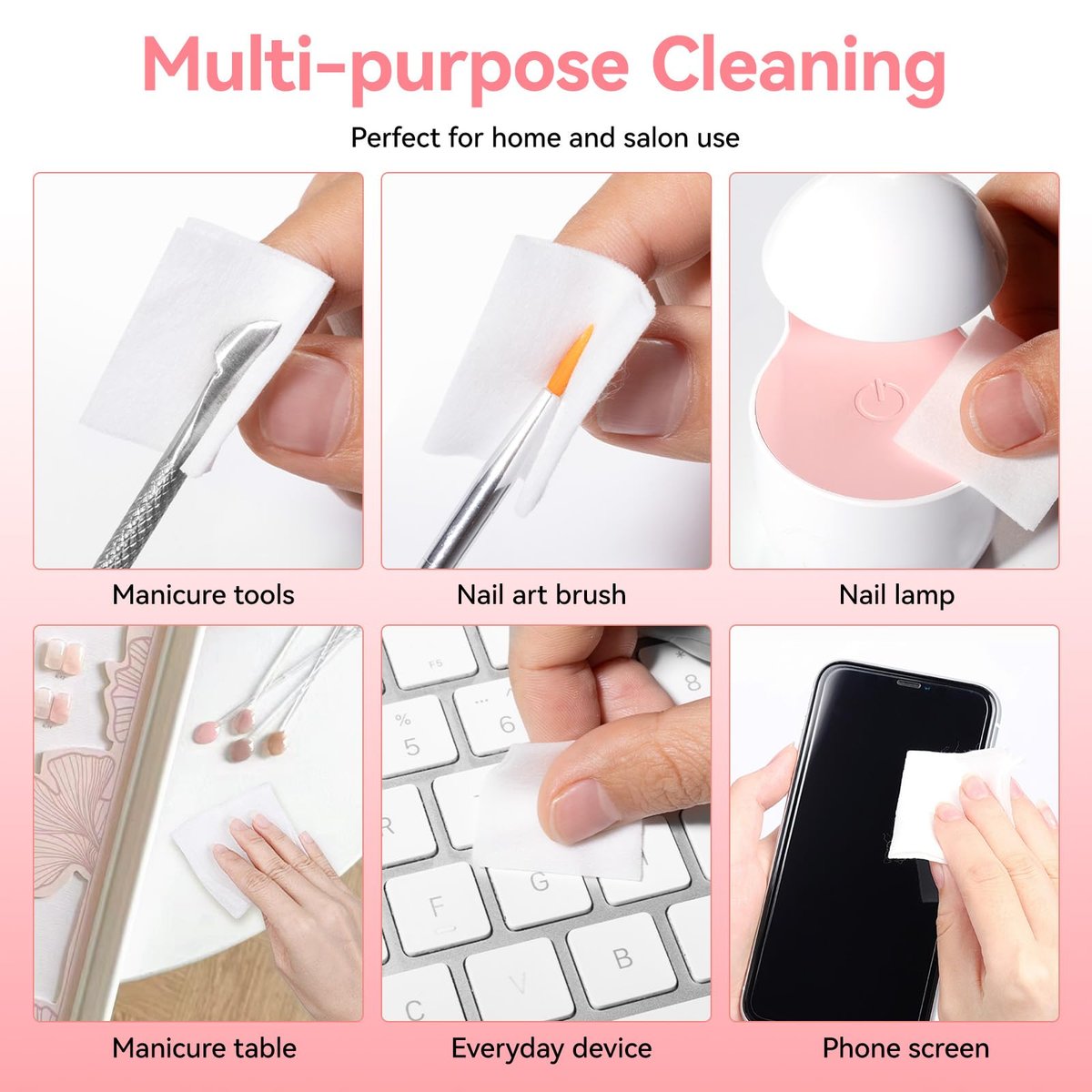 Nailshion Nail Prep Cleanser Pads - 200 Individually Wrapped Alcohol Pads for Nails, Lint-Free Shine Wipes for Gel Polish & Builder Gel, Manicure & Pedicure Prep - görsel 11
