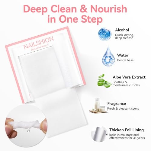 Nailshion Nail Prep Cleanser Pads - 200 Individually Wrapped Alcohol Pads for Nails, Lint-Free Shine Wipes for Gel Polish & Builder Gel, Manicure & Pedicure Prep - görsel 6