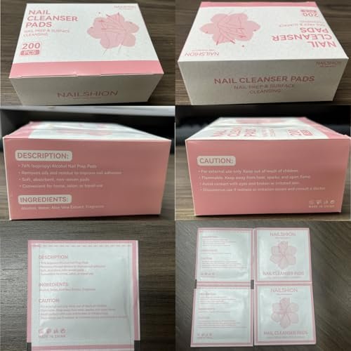Nailshion Nail Prep Cleanser Pads - 200 Individually Wrapped Alcohol Pads for Nails, Lint-Free Shine Wipes for Gel Polish & Builder Gel, Manicure & Pedicure Prep - görsel 18