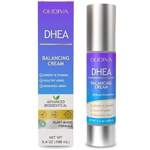 Olidiva DHEA Cream – Bioidentical Natural DHEA for Women, Advanced Topical Supplement for Energy, Libido, Mood & Youthful Skin, 100g / 3.4 oz (3 Month Supply) Avelisse