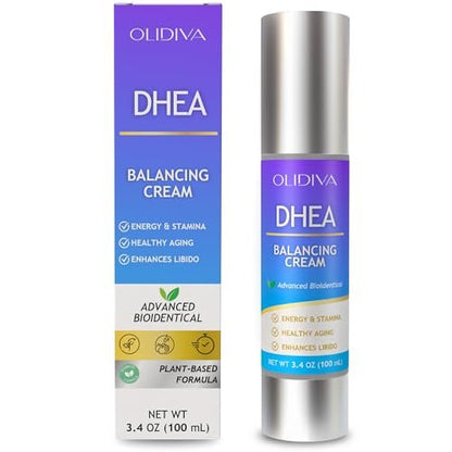 Olidiva DHEA Cream – Bioidentical Natural DHEA for Women, Advanced Topical Supplement for Energy, Libido, Mood & Youthful Skin, 100g / 3.4 oz (3 Month Supply) Avelisse