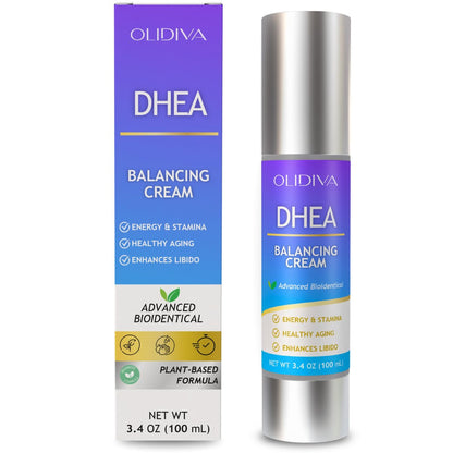 Olidiva DHEA Cream – Bioidentical Natural DHEA for Women, Advanced Topical Supplement for Energy, Libido, Mood & Youthful Skin, 100g / 3.4 oz (3 Month Supply) Avelisse