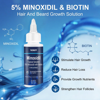 6 Pack 5% Minoxidil with Biotin Hair Growth Treatment for Men and Women, Thicker Fuller Hair & Beard Serum, 12 fl oz (6 Month Supply) Avelisse