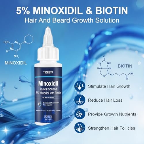 6 Pack 5% Minoxidil with Biotin Hair Growth Treatment for Men and Women, Thicker Fuller Hair & Beard Serum, 12 fl oz (6 Month Supply) Avelisse