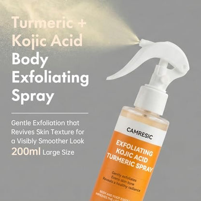Kojic Acid & Turmeric Body Care Spray - Gentle Exfoliating Texture Care with Soft Sponge Applicator, Daily Body Skin Care for All Skin Types, 200ml Avelisse