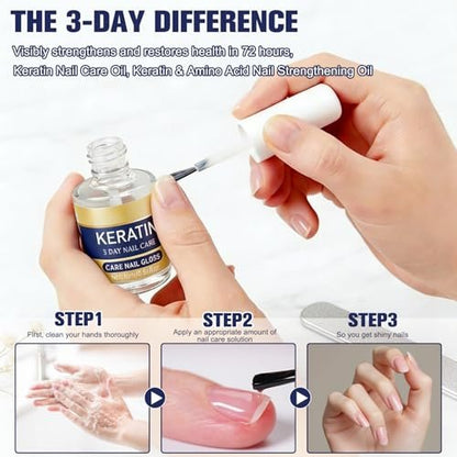 2pcs Keratin Nail Care Oil - Moisturizing Cuticle Oil with Aloe Vera & Lavender for Strong, Glossy Nails