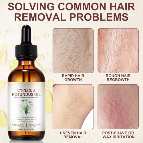 Cyperus Rotundus Oil for Hair Removal – Natural Body Hair Reducer, Pore Minimizer, Moisturizing & Soothing Skin Oil (60ml) - görsel 10