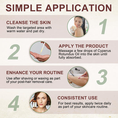 Cyperus Rotundus Oil for Hair Removal – Natural Body Hair Reducer, Pore Minimizer, Moisturizing & Soothing Skin Oil (60ml)