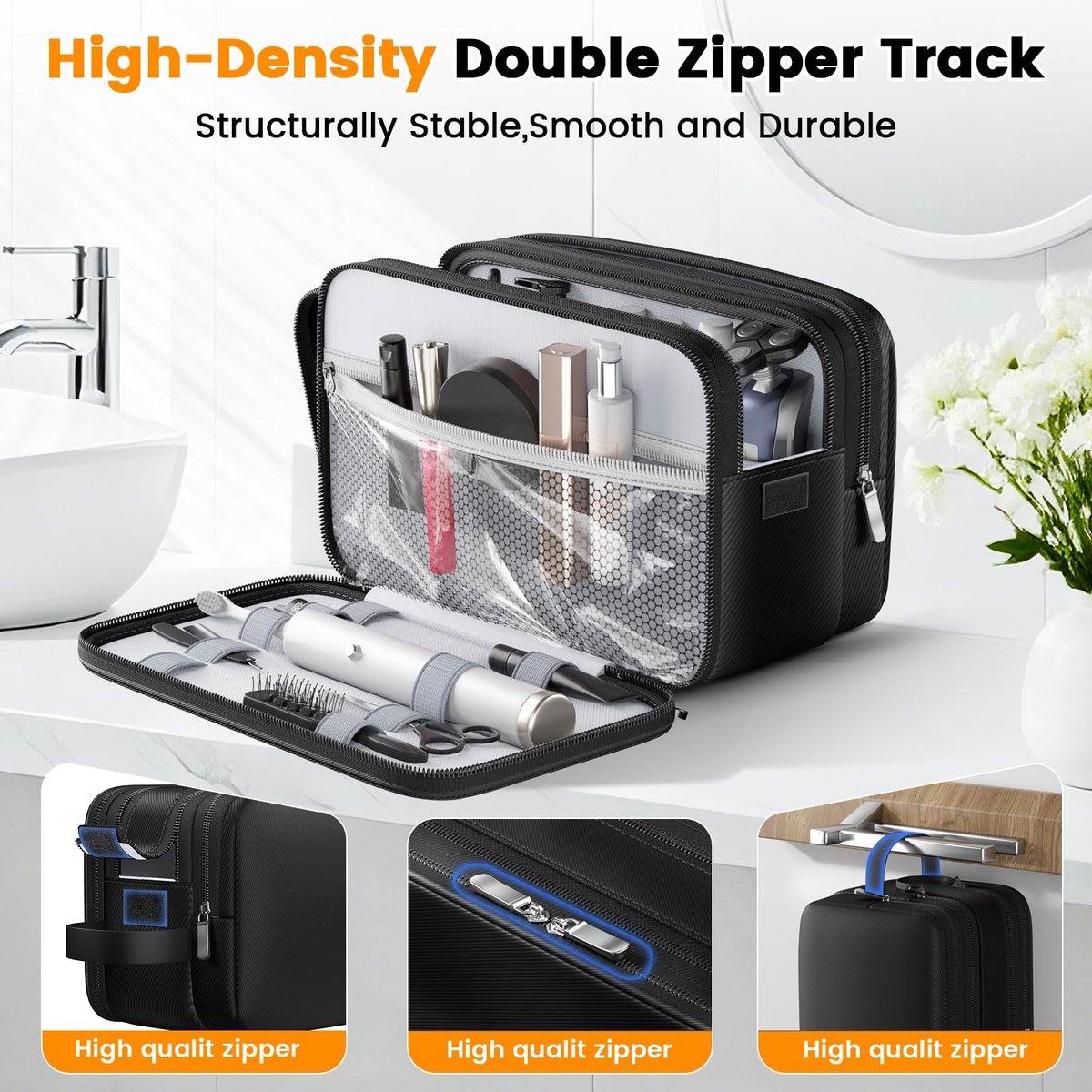 Travoya Toiletry Bag for Men – Water-Resistant Nylon Travel & Tactical Shower Bag for Grooming Accessories, Gym, Dorm Avelisse