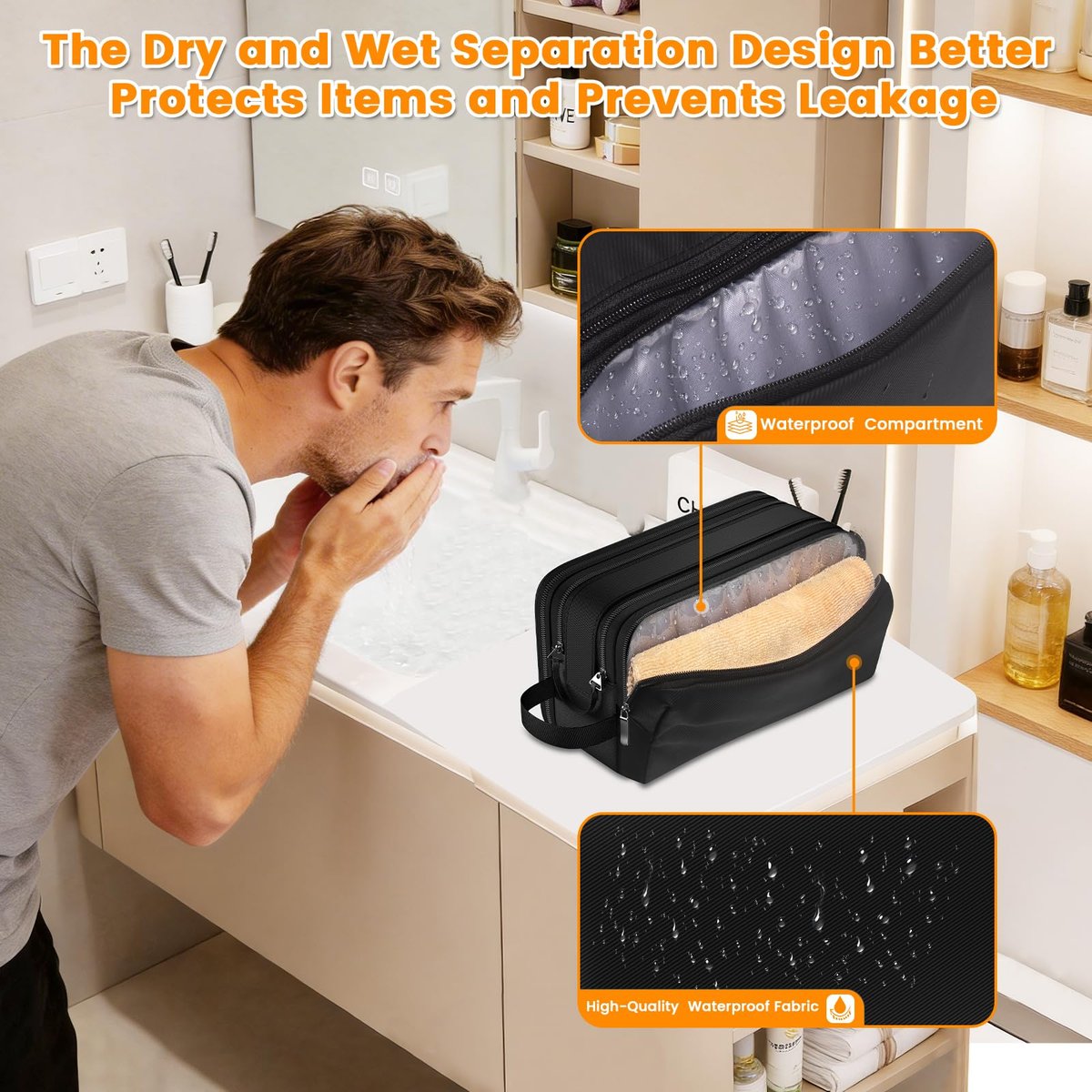 Travoya Toiletry Bag for Men – Water-Resistant Nylon Travel & Tactical Shower Bag for Grooming Accessories, Gym, Dorm Avelisse