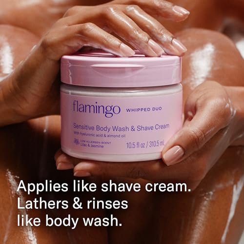 Flamingo Whipped Duo Sensitive Skin Body Wash & Shave Cream for Women - 2 Pack, 10.5 fl oz Each - 2-in-1 Formula Avelisse
