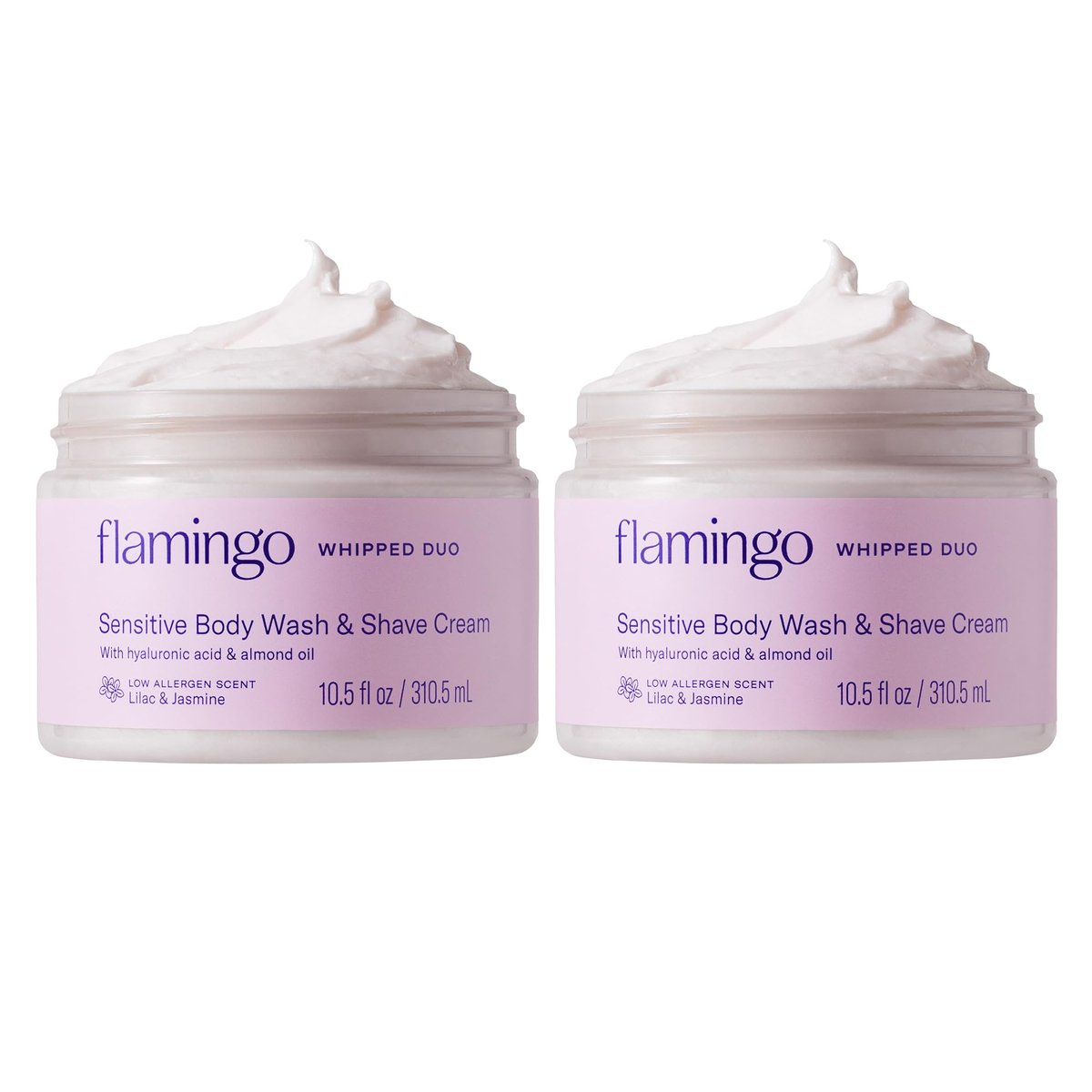 Flamingo Whipped Duo Sensitive Skin Body Wash & Shave Cream for Women - 2 Pack, 10.5 fl oz Each - 2-in-1 Formula Avelisse