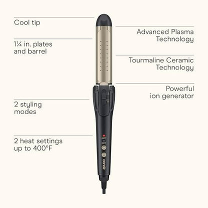 INFINITI PRO CONAIR 2-in-1 Styler - Travel Flat Iron & Curling Iron, Tourmaline Ceramic, 1¼ Inch, Dark Gray Avelisse