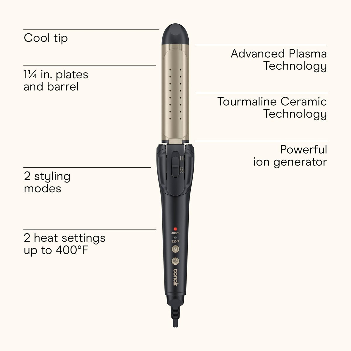 INFINITI PRO CONAIR 2-in-1 Styler - Travel Flat Iron & Curling Iron, Tourmaline Ceramic, 1¼ Inch, Dark Gray Avelisse