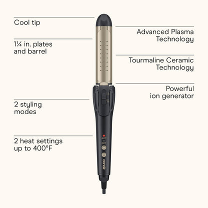 INFINITI PRO CONAIR 2-in-1 Styler - Travel Flat Iron & Curling Iron, Tourmaline Ceramic, 1¼ Inch, Dark Gray Avelisse