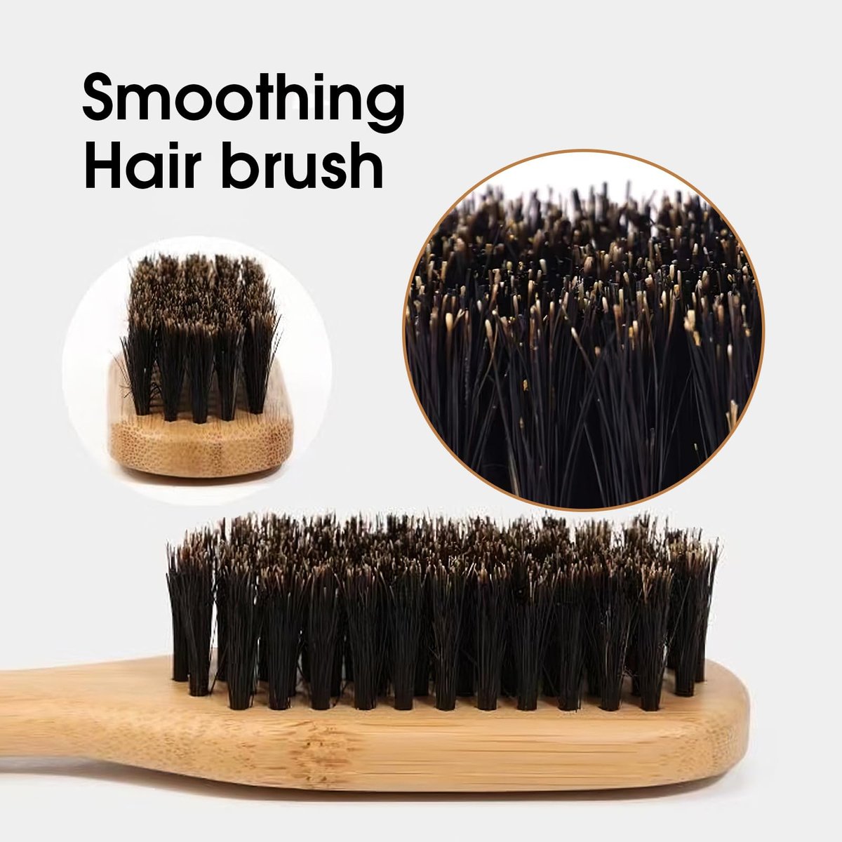 Large Square Bamboo Paddle Brush for Smoothing, Polishing, and Adding Shine – Wooden Back Hair Brush for All Hair Types - görsel 5