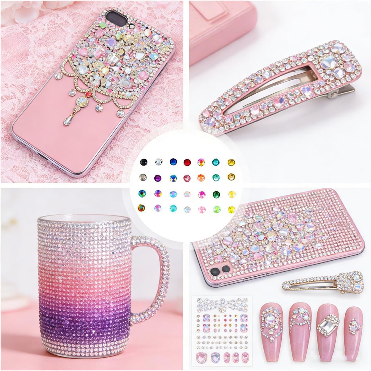 28 Colors Resin Jelly Gems Bedazzling Kit - 3mm Flatback Rhinestone Gems for Nail Art, Crafts, DIY Jewelry, with 3 Bottles B7000 Glue, Heavy Duty Weather Resistant Avelisse