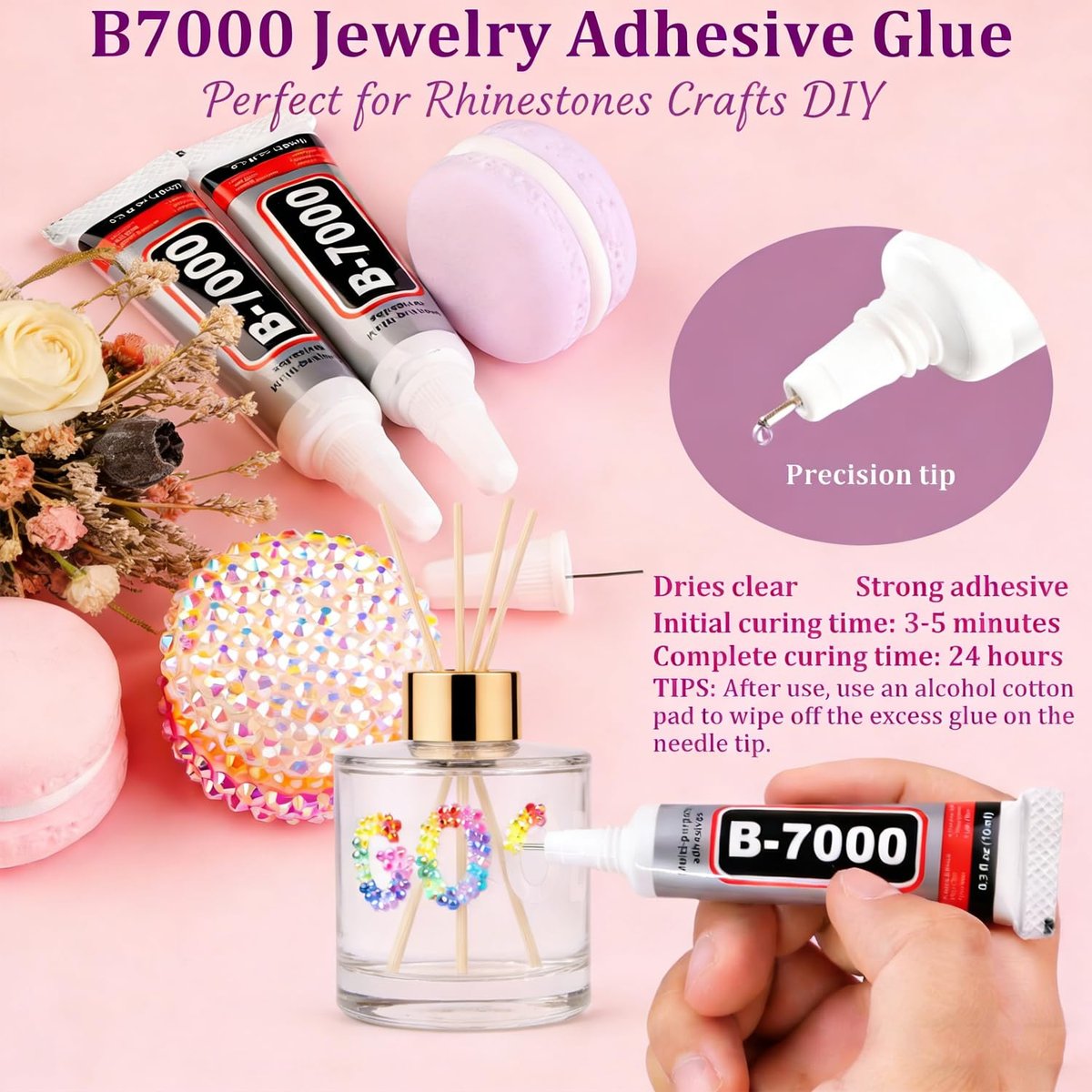28 Colors Resin Jelly Gems Bedazzling Kit - 3mm Flatback Rhinestone Gems for Nail Art, Crafts, DIY Jewelry, with 3 Bottles B7000 Glue, Heavy Duty Weather Resistant Avelisse
