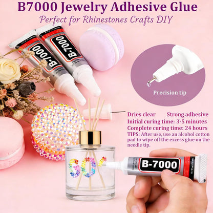 28 Colors Resin Jelly Gems Bedazzling Kit - 3mm Flatback Rhinestone Gems for Nail Art, Crafts, DIY Jewelry, with 3 Bottles B7000 Glue, Heavy Duty Weather Resistant Avelisse