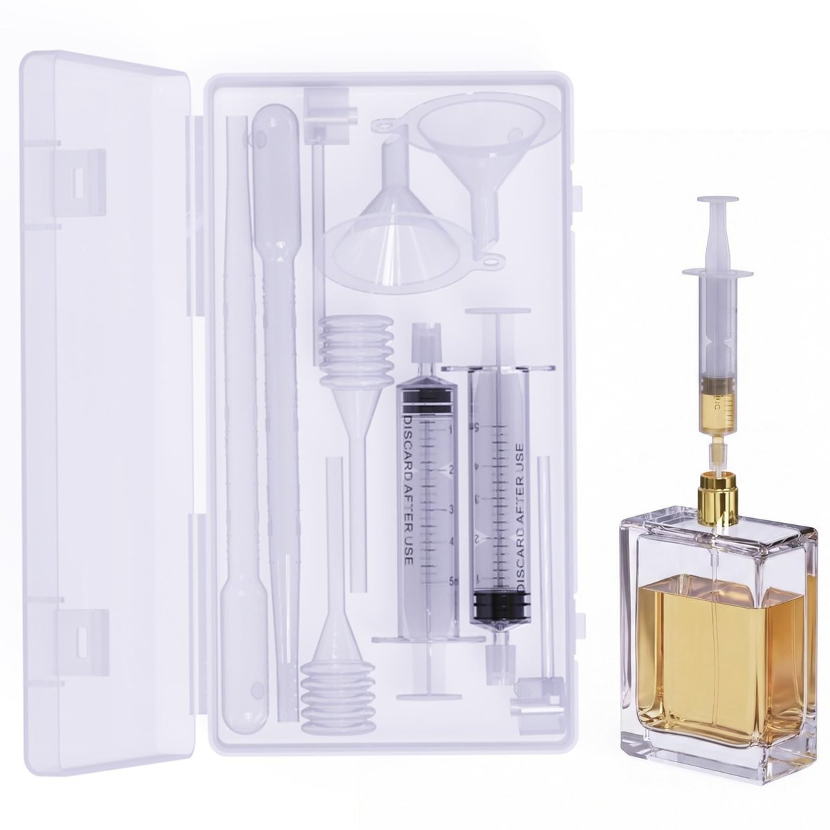 Perfume Refill Kit, 10-Piece DIY Cologne & Perfume Making Kit with Storage Box - Includes Transfer Pump, Syringe Extractor, Funnels, Dropper for Travel Bottle Refilling - görsel 1