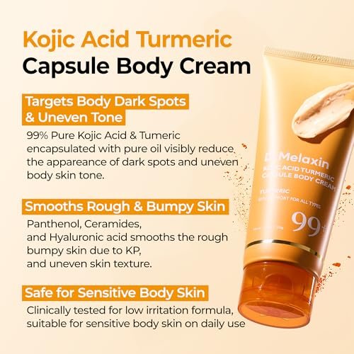 Dr.Melaxin Kojic Acid Turmeric Body Cream with Ceramides – Brightening Body Moisturizer for Dark Spots & Uneven Tone, Panthenol & Hyaluronic Acid for Deep Hydration, 7.05 oz Avelisse