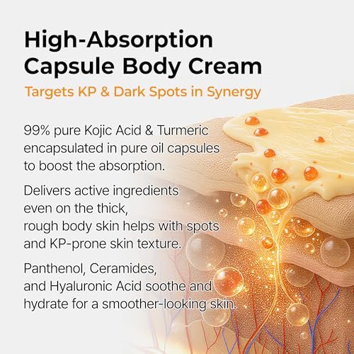 Dr.Melaxin Kojic Acid Turmeric Body Cream with Ceramides – Brightening Body Moisturizer for Dark Spots & Uneven Tone, Panthenol & Hyaluronic Acid for Deep Hydration, 7.05 oz Avelisse