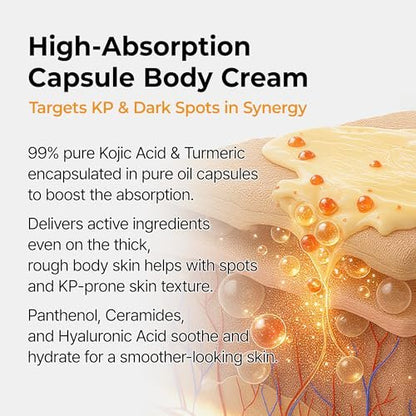 Dr.Melaxin Kojic Acid Turmeric Body Cream with Ceramides – Brightening Body Moisturizer for Dark Spots & Uneven Tone, Panthenol & Hyaluronic Acid for Deep Hydration, 7.05 oz Avelisse