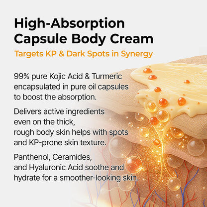 Dr.Melaxin Kojic Acid Turmeric Body Cream with Ceramides – Brightening Body Moisturizer for Dark Spots & Uneven Tone, Panthenol & Hyaluronic Acid for Deep Hydration, 7.05 oz Avelisse