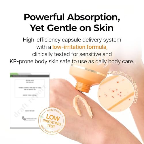 Dr.Melaxin Kojic Acid Turmeric Body Cream with Ceramides – Brightening Body Moisturizer for Dark Spots & Uneven Tone, Panthenol & Hyaluronic Acid for Deep Hydration, 7.05 oz Avelisse