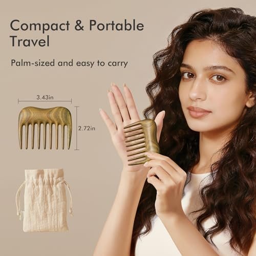 CHOSIN Wide Tooth Comb for Curls – Wooden Hair Comb with Long Teeth for Gentle Detangling – Ideal for Thick Hair, Women & Men Avelisse