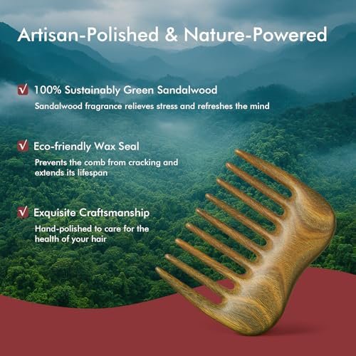 CHOSIN Wide Tooth Comb for Curls – Wooden Hair Comb with Long Teeth for Gentle Detangling – Ideal for Thick Hair, Women & Men Avelisse