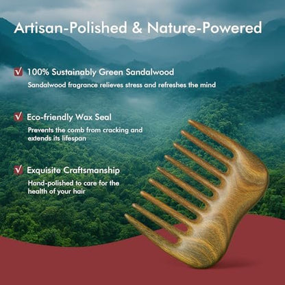 CHOSIN Wide Tooth Comb for Curls – Wooden Hair Comb with Long Teeth for Gentle Detangling – Ideal for Thick Hair, Women & Men Avelisse