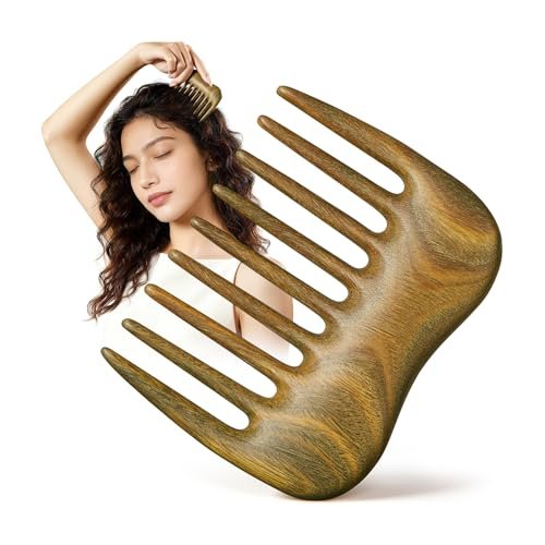 CHOSIN Wide Tooth Comb for Curls – Wooden Hair Comb with Long Teeth for Gentle Detangling – Ideal for Thick Hair, Women & Men Avelisse