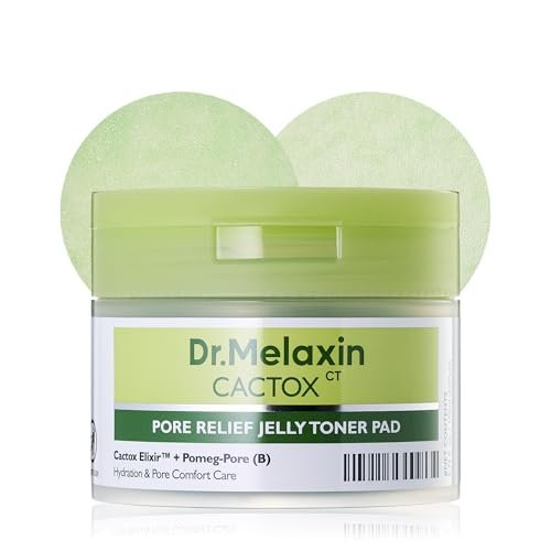 Dr.Melaxin Cactox Pore Relief Jelly Toner Pads – Cooling & De-Puffing Exfoliating Toner Pads for Enlarged Pores & Puffy Skin, Hydrating Korean Toner Pads with Cactus Extract & PHA, 60 Pads (170ml) Avelisse