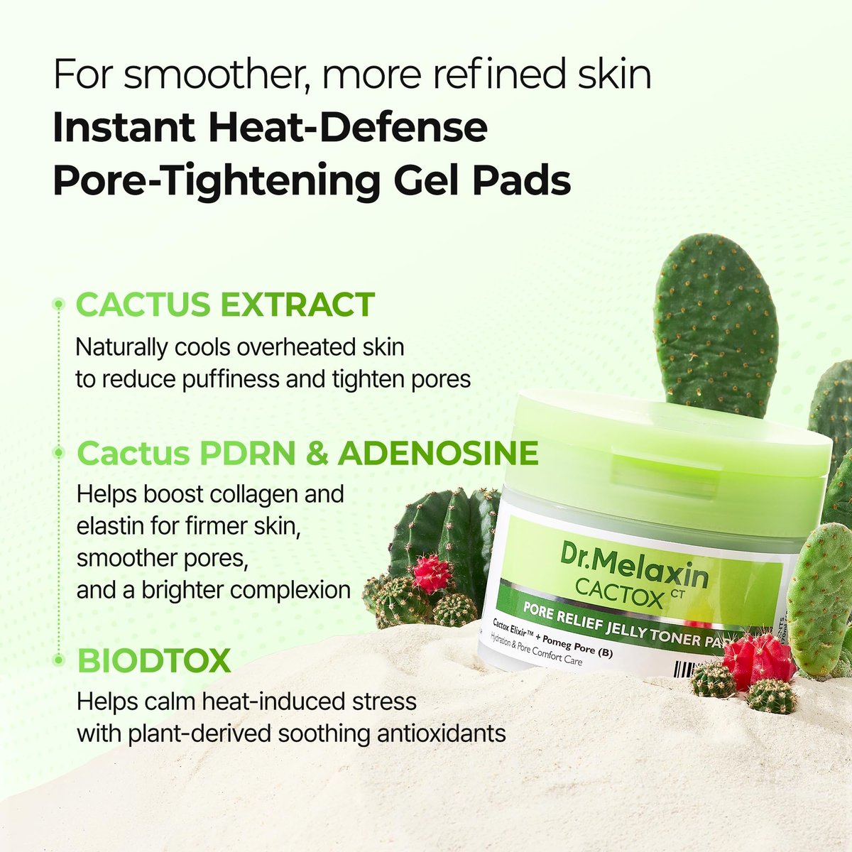 Dr.Melaxin Cactox Pore Relief Jelly Toner Pads – Cooling & De-Puffing Exfoliating Toner Pads for Enlarged Pores & Puffy Skin, Hydrating Korean Toner Pads with Cactus Extract & PHA, 60 Pads (170ml) Avelisse