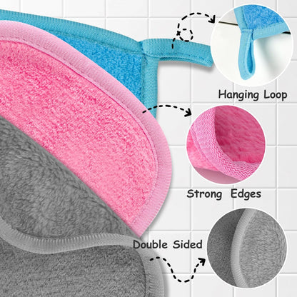 NEOACT Reusable Makeup Remover Cloths 24 Pack - Super Soft Microfiber Face Towels for All Skin Types, 6.5"x6.5" Portable Cleansing Cloths Remove Makeup with Just Water