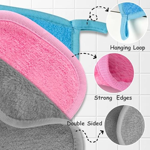 NEOACT Reusable Makeup Remover Cloths 24 Pack - Super Soft Microfiber Face Towels for All Skin Types, 6.5"x6.5" Portable Cleansing Cloths Remove Makeup with Just Water - görsel 8