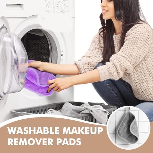 NEOACT Reusable Makeup Remover Cloths 24 Pack - Super Soft Microfiber Face Towels for All Skin Types, 6.5"x6.5" Portable Cleansing Cloths Remove Makeup with Just Water - görsel 12