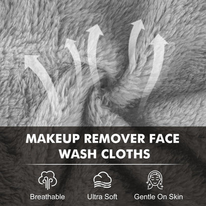 NEOACT Reusable Makeup Remover Cloths 24 Pack - Super Soft Microfiber Face Towels for All Skin Types, 6.5"x6.5" Portable Cleansing Cloths Remove Makeup with Just Water