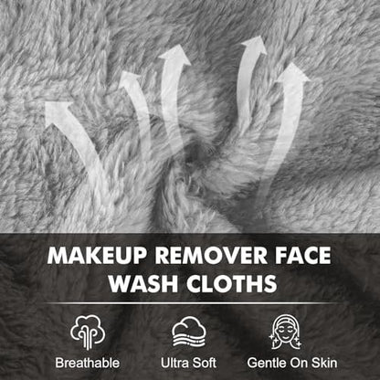 NEOACT Reusable Makeup Remover Cloths 24 Pack - Super Soft Microfiber Face Towels for All Skin Types, 6.5"x6.5" Portable Cleansing Cloths Remove Makeup with Just Water