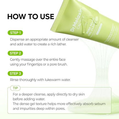 Dr.Melaxin Cactox Pore Relief Gel Cleanser - Hydrating Gel-to-Foam Facial Cleanser for Pore Cleansing and Enlarged-Looking Pores, 120ml Avelisse